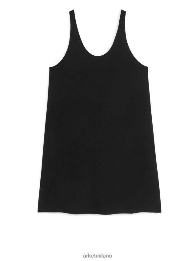 vestiario esso ARKET donne abito canotta in jersey nero 6F0F6L93