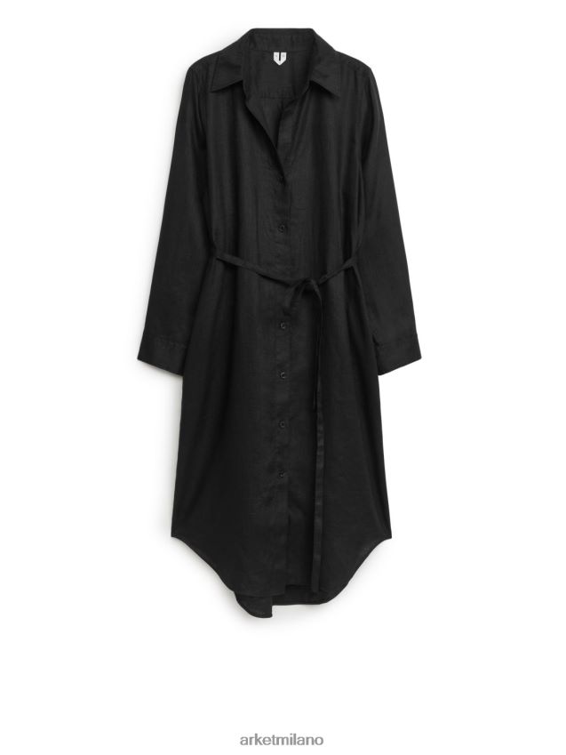 vestiario esso ARKET donne abito chemisier in lino nero 6F0F6L69