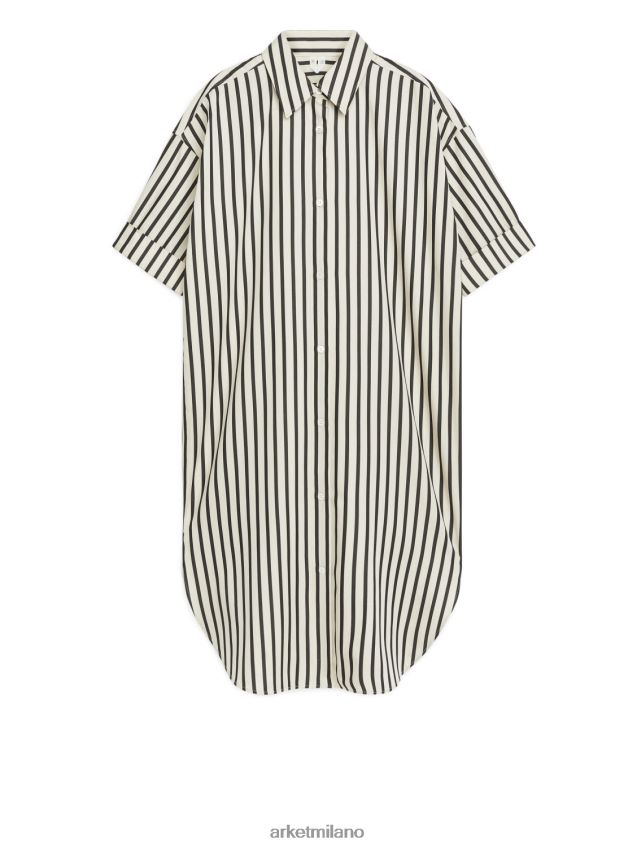 vestiario esso ARKET donne abito chemisier in popeline bianco sporco/nero 6F0F6L71