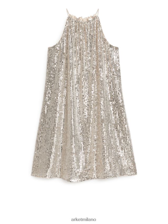 vestiario esso ARKET donne abito con spalline in paillettes argento 6F0F6L79