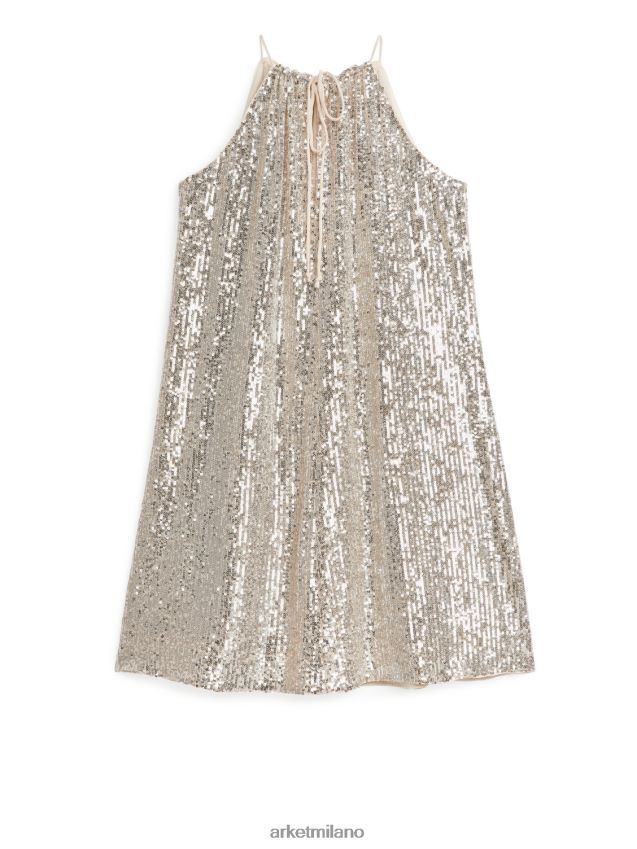vestiario esso ARKET donne abito con spalline in paillettes argento 6F0F6L79