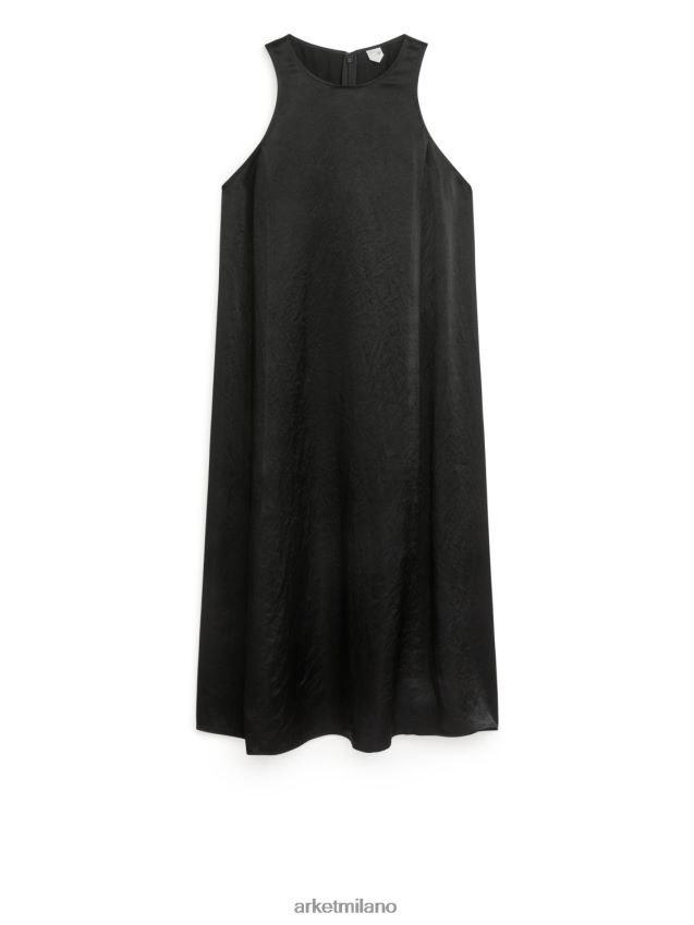 vestiario esso ARKET donne abito di raso nero 6F0F6L78