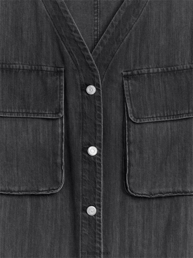 vestiario esso ARKET donne abito in denim utile nero lavato 6F0F6L84