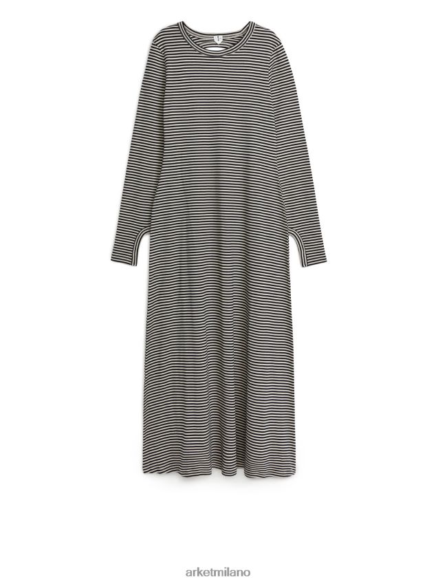 vestiario esso ARKET donne abito in jersey a righe nero bianco 6F0F6L131