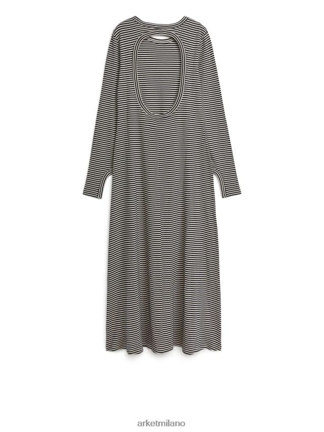 vestiario esso ARKET donne abito in jersey a righe nero bianco 6F0F6L131