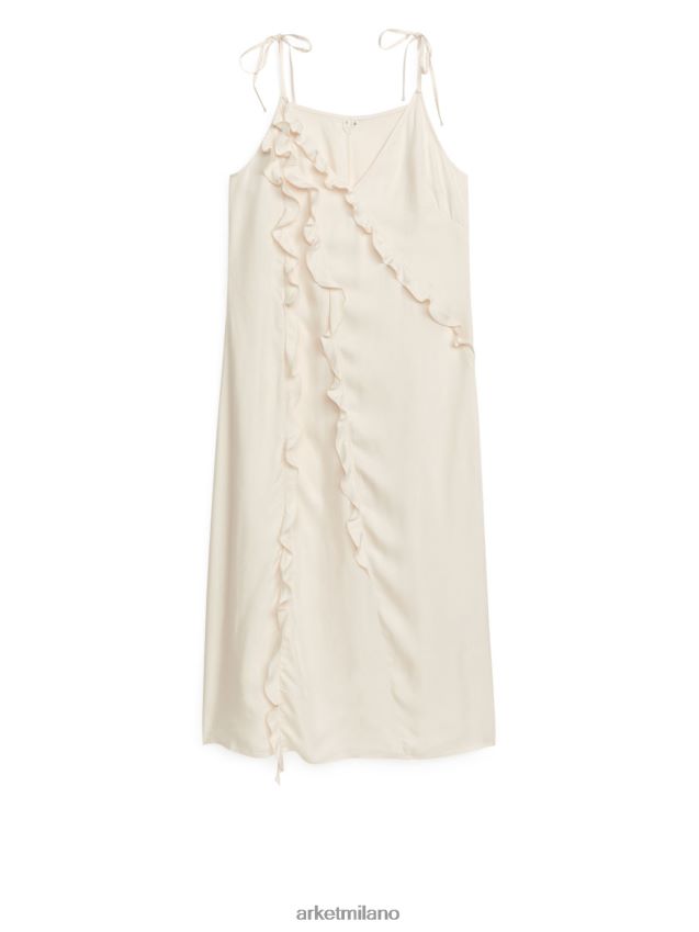 vestiario esso ARKET donne abito midi con spalline e volant bianco 6F0F6L100