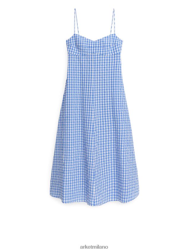 vestiario esso ARKET donne abito midi con spalline in cotone blu bianco 6F0F6L92
