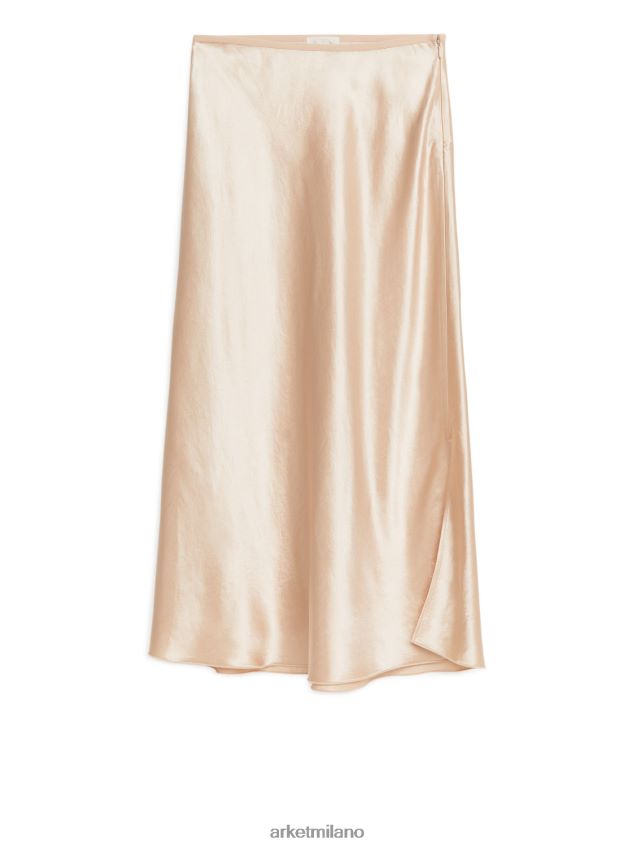 vestiario esso ARKET donne gonna in satin con taglio in sbieco beige chiaro 6F0F6L268