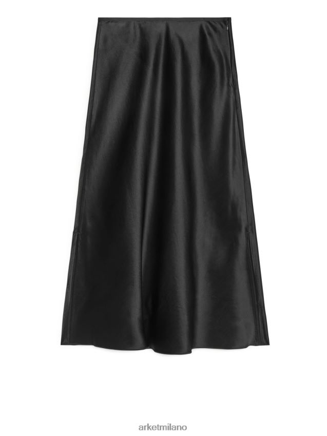 vestiario esso ARKET donne gonna in satin con taglio in sbieco nero 6F0F6L241