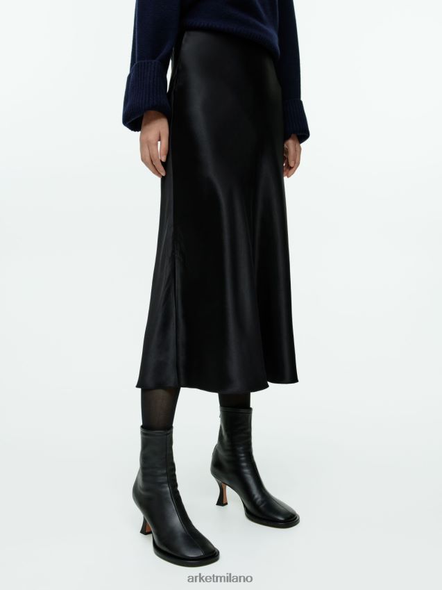 vestiario esso ARKET donne gonna in satin con taglio in sbieco nero 6F0F6L241