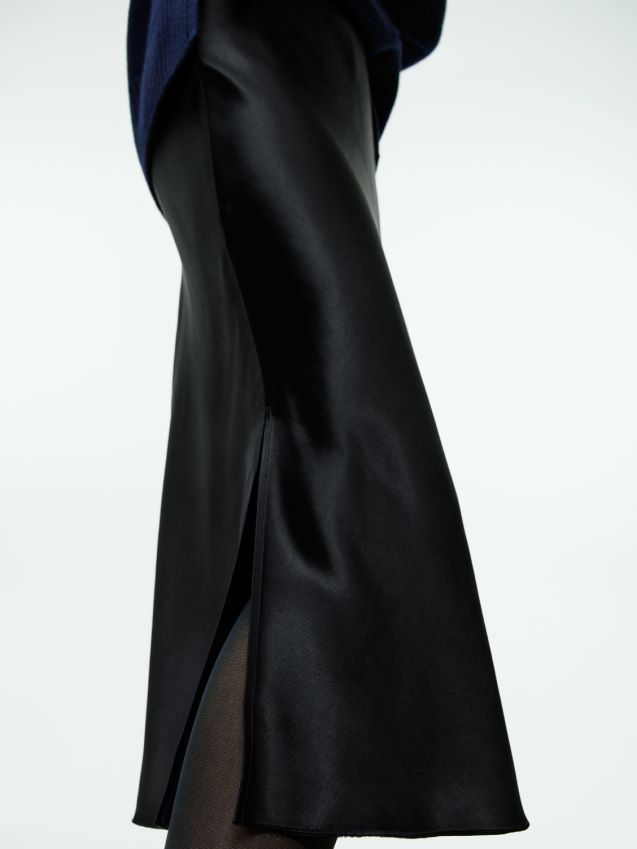 vestiario esso ARKET donne gonna in satin con taglio in sbieco nero 6F0F6L241