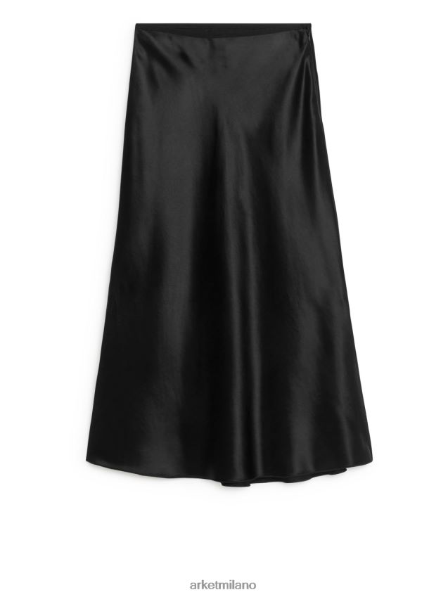 vestiario esso ARKET donne gonna in satin con taglio in sbieco nero 6F0F6L241