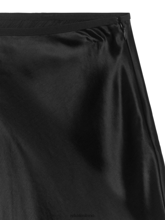 vestiario esso ARKET donne gonna in satin con taglio in sbieco nero 6F0F6L241