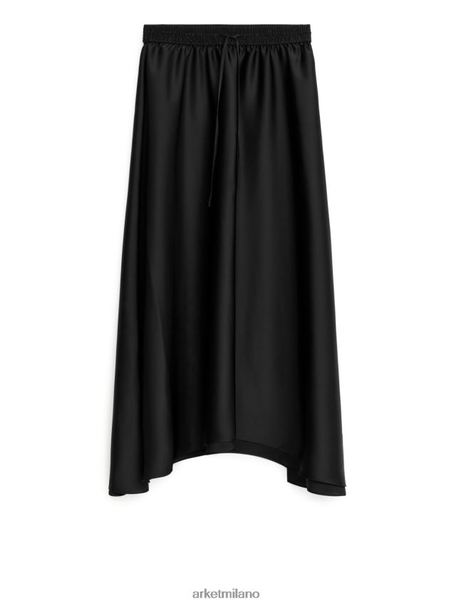 vestiario esso ARKET donne gonna midi in raso nero 6F0F6L243