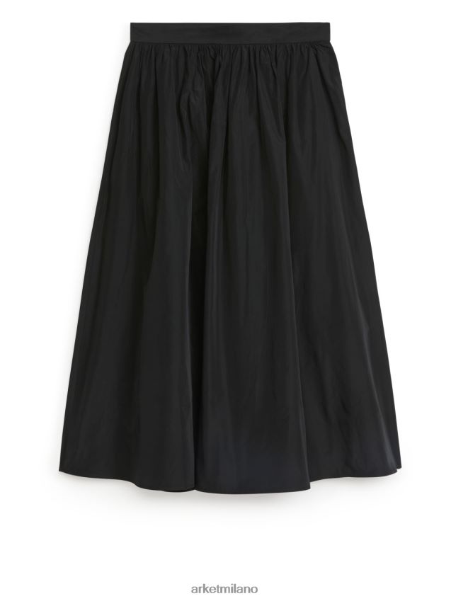 vestiario esso ARKET donne gonna midi in tafetta nero 6F0F6L229