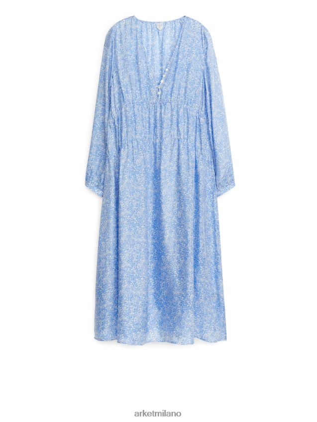 vestiario esso ARKET donne maxi abito a maniche lunghe floreale azzurro/bianco 6F0F6L115