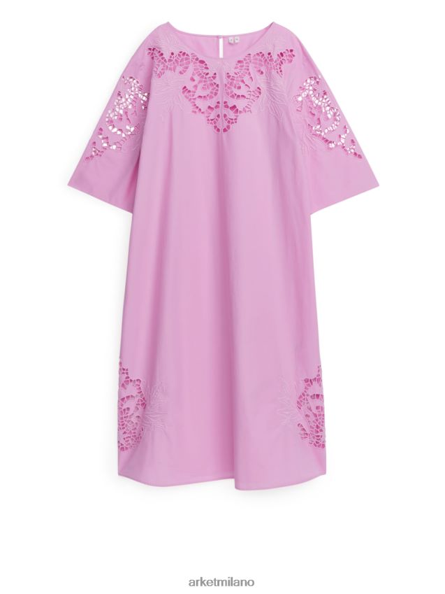 vestiario esso ARKET donne maxi abito ricamato rosa 6F0F6L89