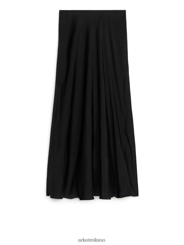 vestiario esso ARKET donne maxi gonna in raso nero 6F0F6L231