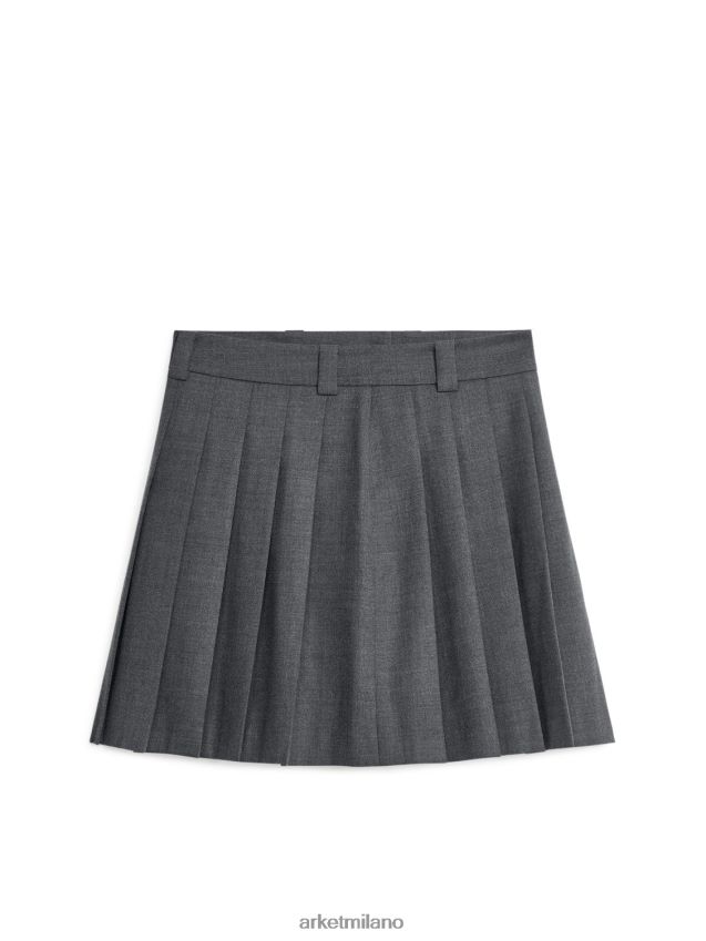 vestiario esso ARKET donne minigonna a pieghe in misto lana grigio melange 6F0F6L267