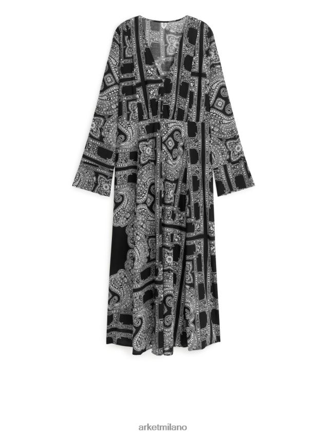 vestiario esso ARKET donne vestito con motivi cachemire bianco nero 6F0F6L130