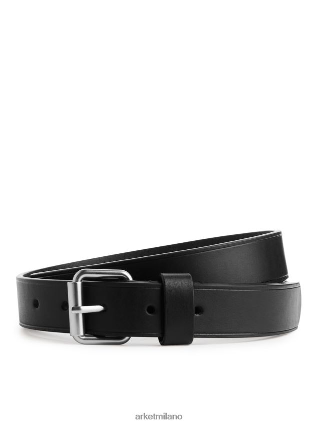 Accessori esso ARKET uomini cintura sottile in pelle nero 6F0F6L1328