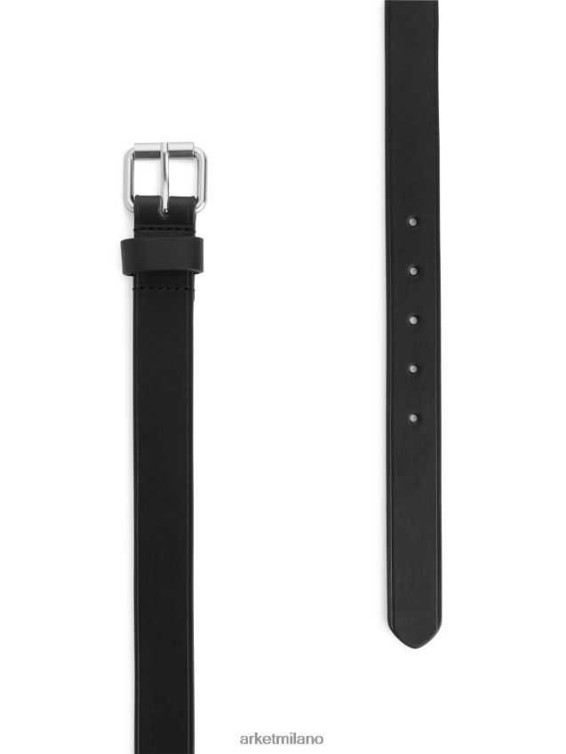 Accessori esso ARKET uomini cintura sottile in pelle nero 6F0F6L1328