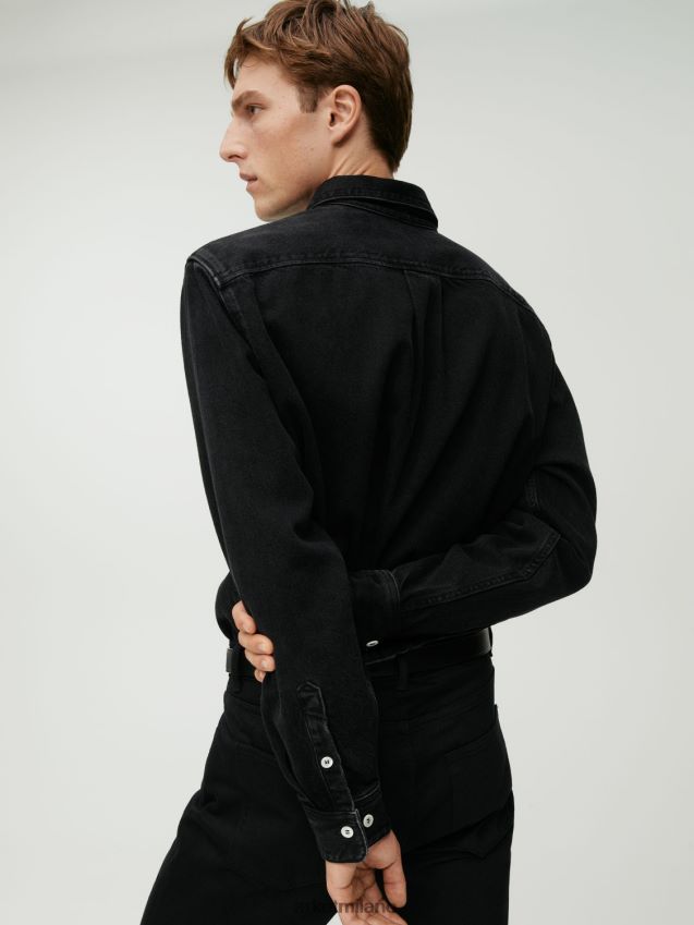 Accessori esso ARKET uomini cintura sottile in pelle nero 6F0F6L1328