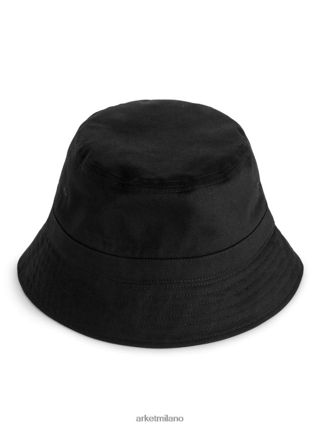 Accessori esso ARKET uomini cappello da pescatore in twill di cotone nero 6F0F6L1295