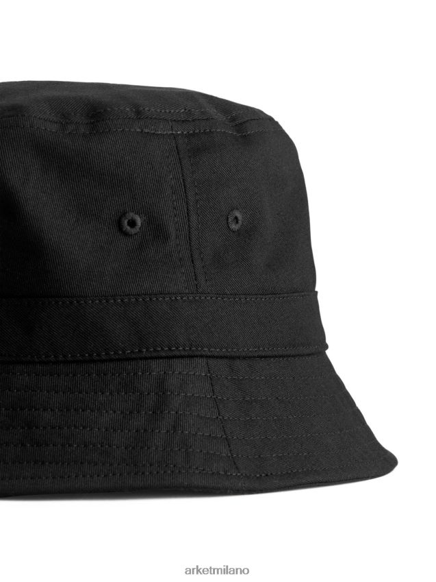 Accessori esso ARKET uomini cappello da pescatore in twill di cotone nero 6F0F6L1295