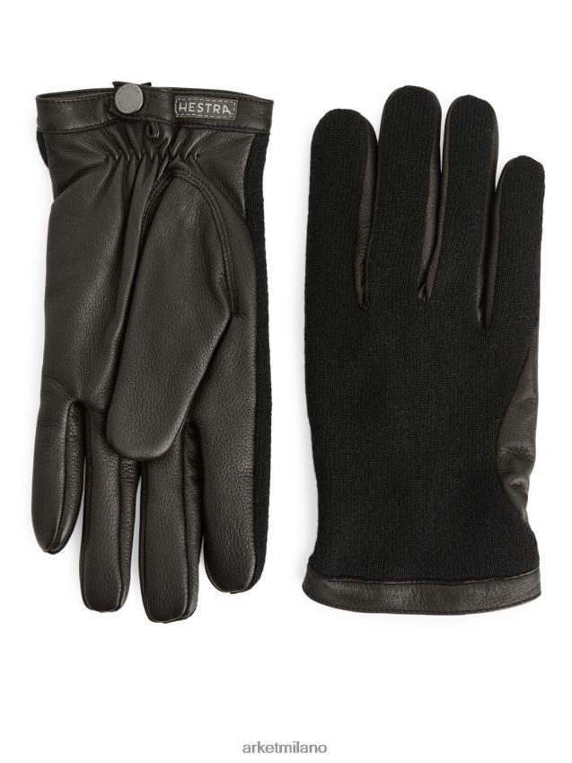 Accessori esso ARKET uomini Guanti in tricot di lana e pelle Hestra nero 6F0F6L1318