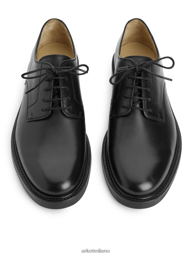 calzature esso ARKET uomini scarpe derby in pelle nero 6F0F6L1281