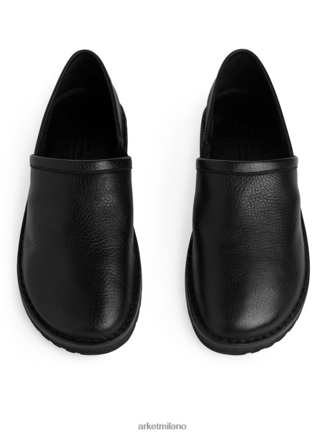calzature esso ARKET uomini scarpe slip-on in pelle nero 6F0F6L1273