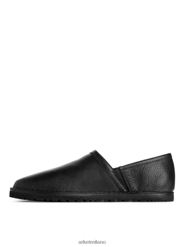 calzature esso ARKET uomini scarpe slip-on in pelle nero 6F0F6L1273