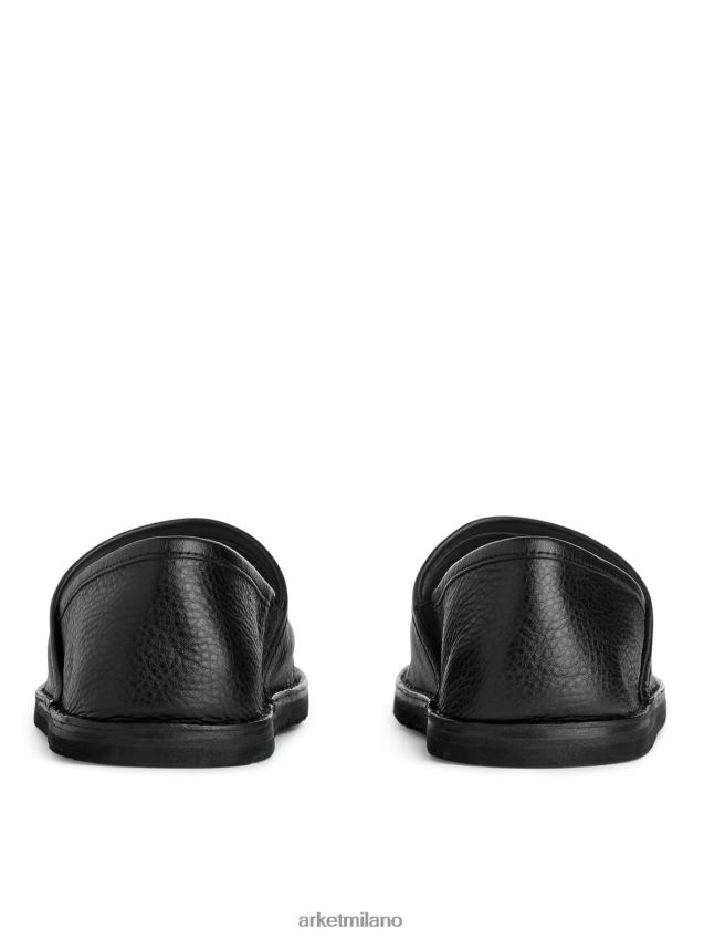 calzature esso ARKET uomini scarpe slip-on in pelle nero 6F0F6L1273