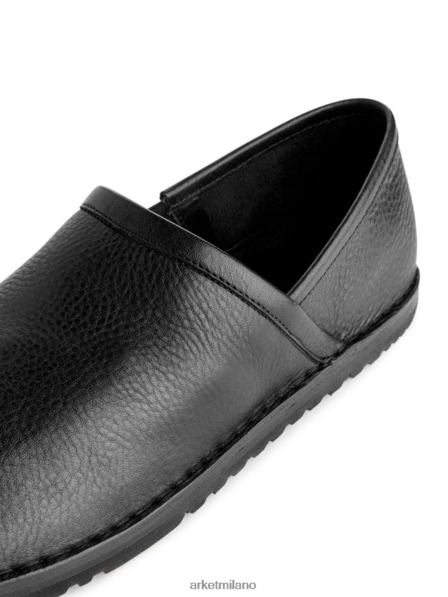 calzature esso ARKET uomini scarpe slip-on in pelle nero 6F0F6L1273