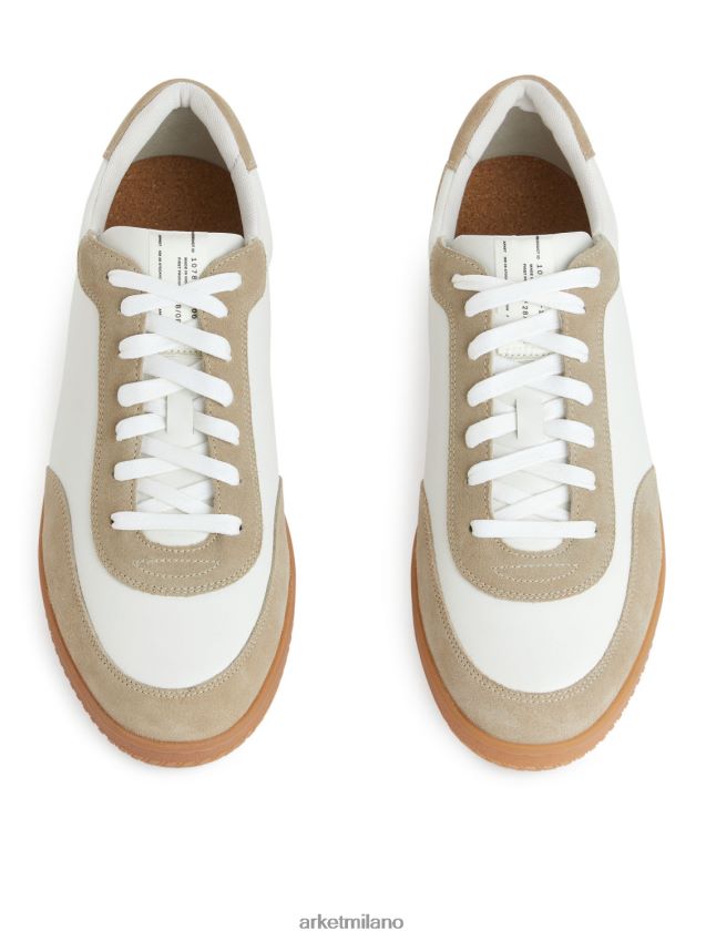 calzature esso ARKET uomini scarpe da ginnastica in pelle bianco/beige 6F0F6L1254