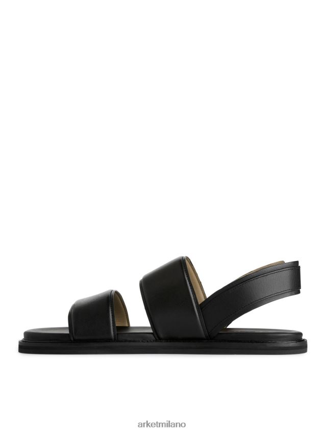 calzature esso ARKET uomini sandali in pelle con fibbia nero 6F0F6L1271
