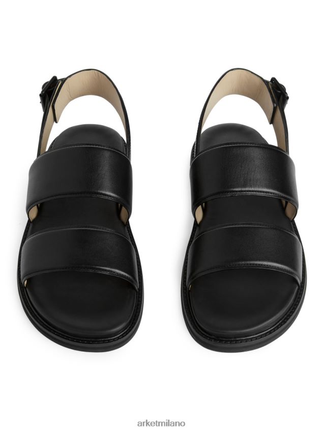 calzature esso ARKET uomini sandali in pelle con fibbia nero 6F0F6L1271