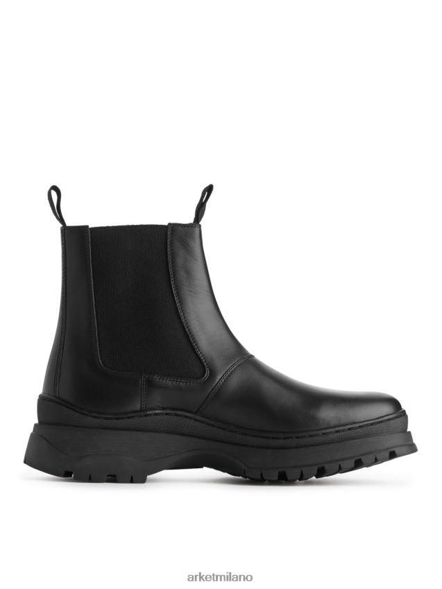 calzature esso ARKET uomini stivali di pelle con suola spessa nero 6F0F6L1282