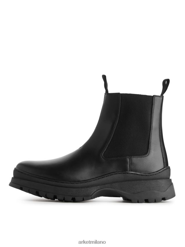 calzature esso ARKET uomini stivali di pelle con suola spessa nero 6F0F6L1282