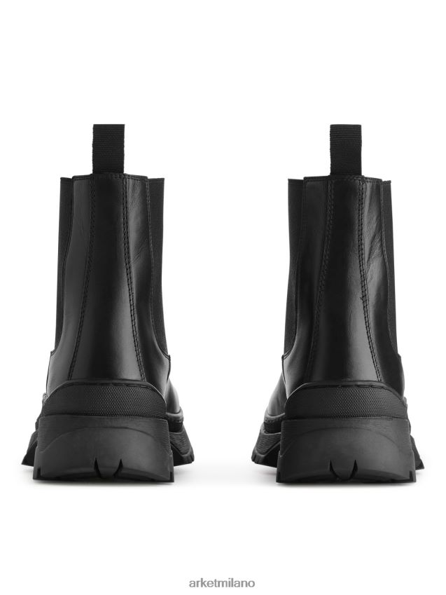calzature esso ARKET uomini stivali di pelle con suola spessa nero 6F0F6L1282
