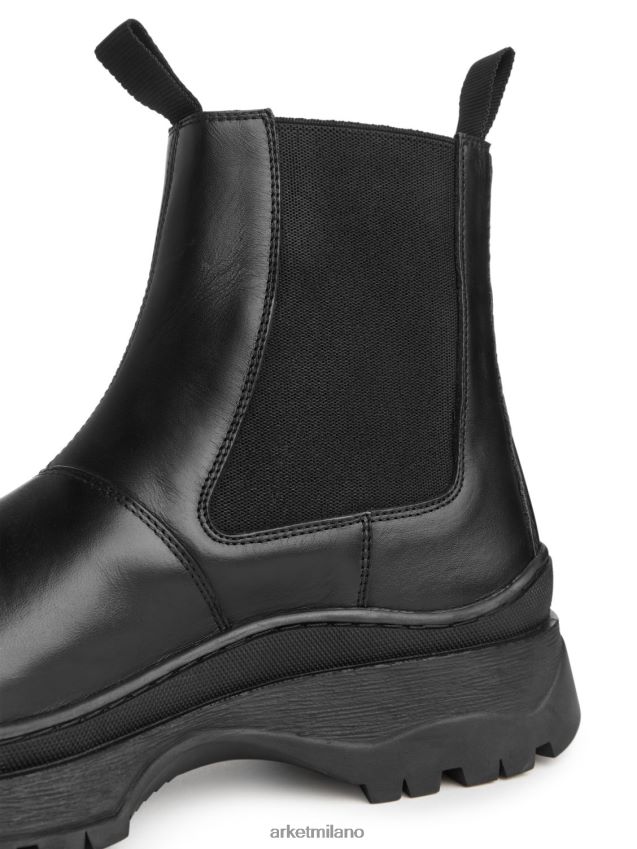 calzature esso ARKET uomini stivali di pelle con suola spessa nero 6F0F6L1282