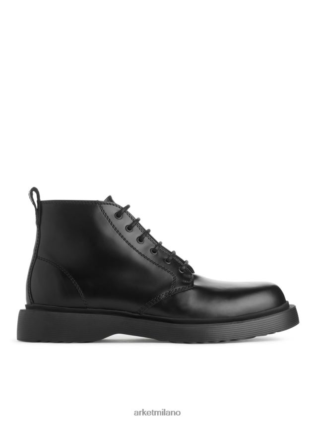 calzature esso ARKET uomini stivali in pelle stringati nero 6F0F6L1277