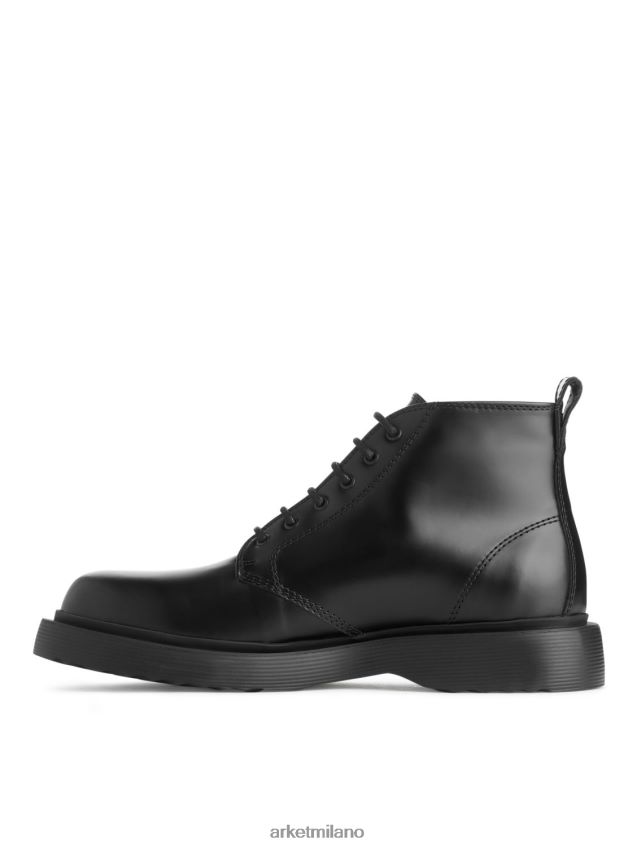 calzature esso ARKET uomini stivali in pelle stringati nero 6F0F6L1277