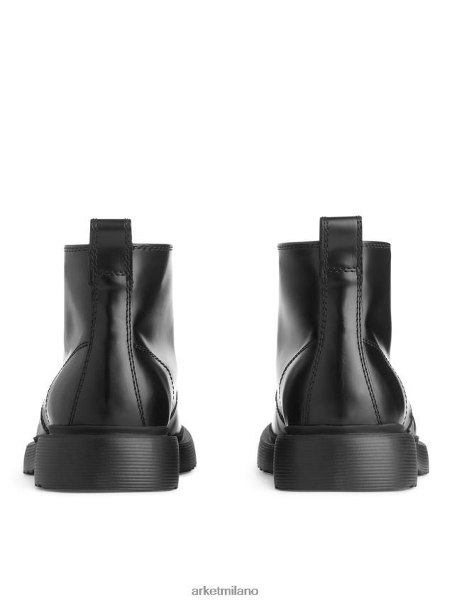 calzature esso ARKET uomini stivali in pelle stringati nero 6F0F6L1277