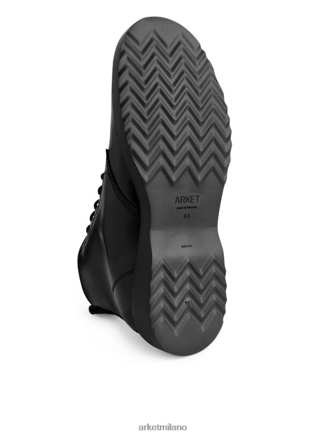 calzature esso ARKET uomini stivali in pelle stringati nero 6F0F6L1277