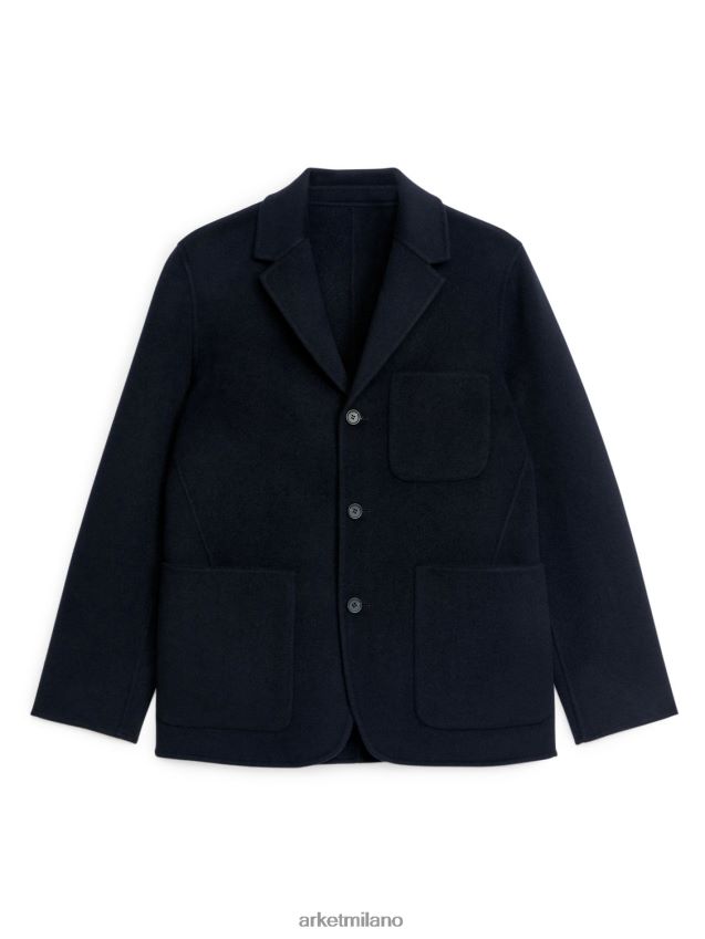 vestiario esso ARKET uomini blazer in lana double face blu scuro 6F0F6L1149