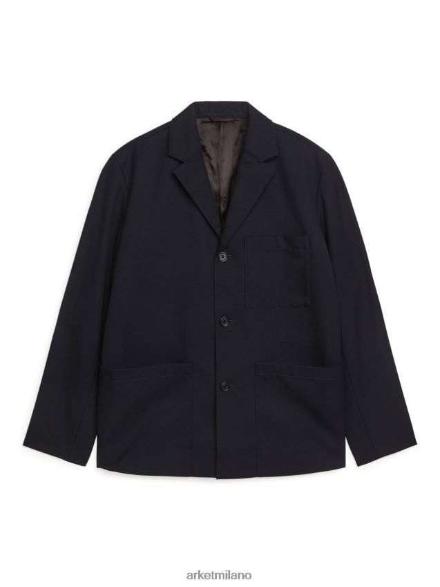 vestiario esso ARKET uomini blazer in twill di lana blu scuro 6F0F6L1152