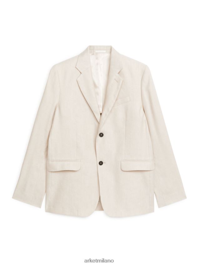 vestiario esso ARKET uomini blazer moderno in canapa-cotone beige chiaro 6F0F6L1153