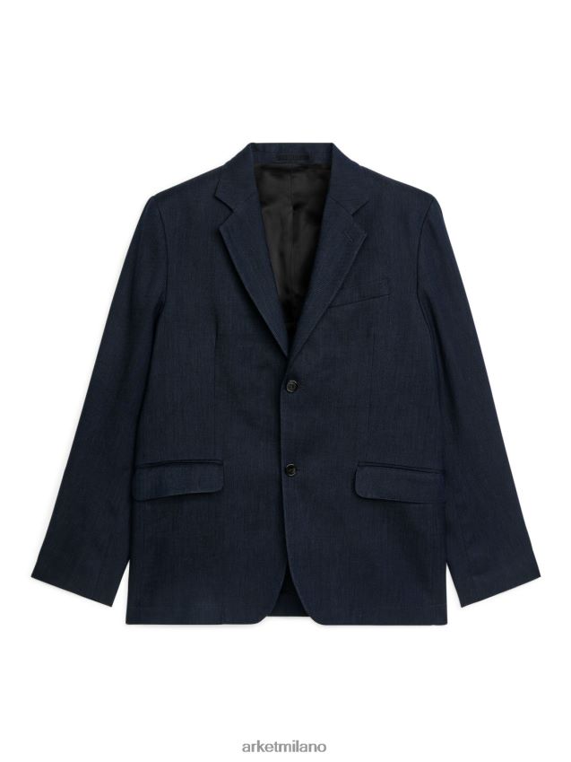 vestiario esso ARKET uomini blazer moderno in hopsack blu scuro 6F0F6L1150